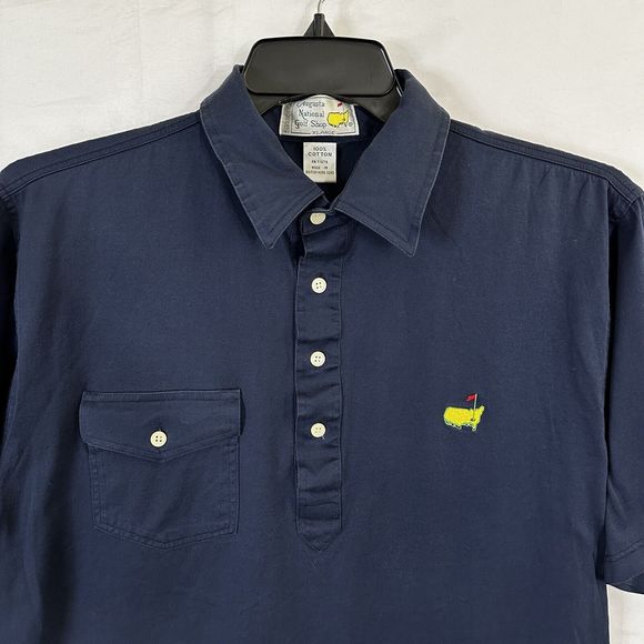 Vintage 80s The Masters Augusta National Golf Shop Mens XL Polo Shirt Blue - Picture 2 of 4